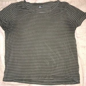 AERIE Army green striped shirt